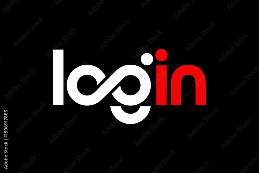 Fototapete word log in . modern minimalist geometric circular font with rounded edges.