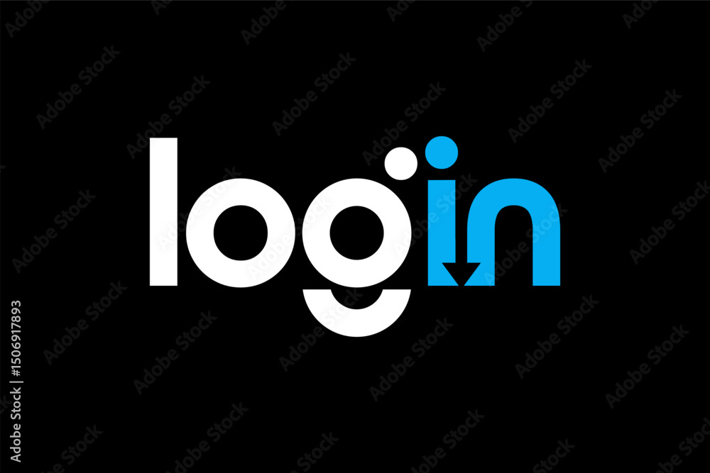 Fototapete word log in . modern minimalist geometric circular font with rounded edges.
