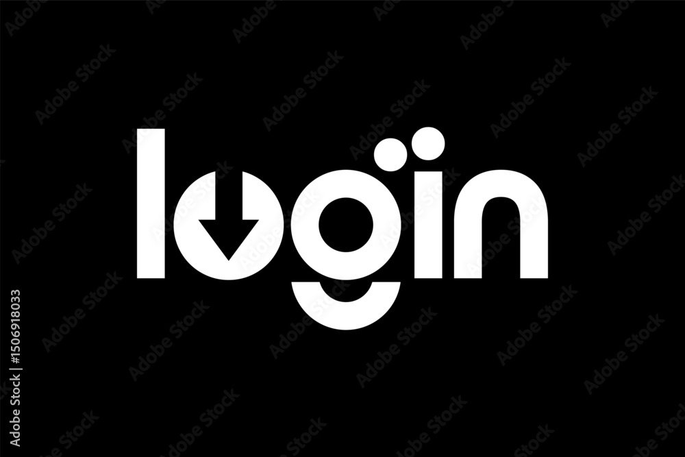 Fototapete word log in . modern minimalist geometric circular font with rounded edges.