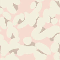 Floral seamless pink pattern with different abstract white cotton  flowers. Vector background, design, print