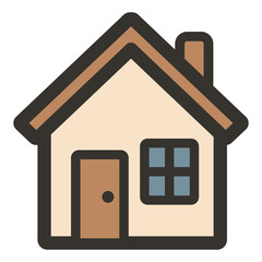 House icon – cute pastel home building vector flat illustration