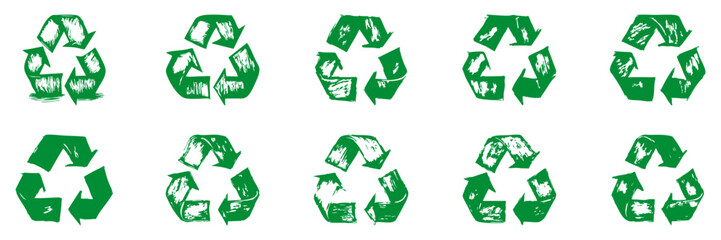 Fototapeta premium Recycling Symbol Variations Silhouette Set. Eco-Friendly Design Elements For Sustainability And Environmental Awareness. Isolated Vector Illustration Collection