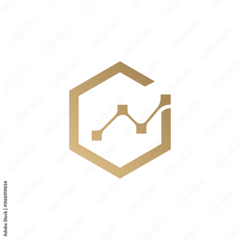 Poster tech-oriented logo featuring a stylized letter 