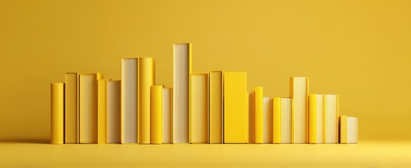 Obraz premium The vibrant arrangement of yellow books against a minimal backdrop.