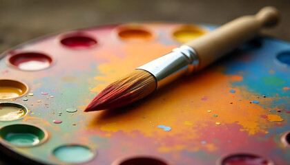 Obraz premium watercolor paints and brushes, HD and 4K image