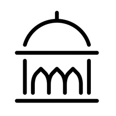 line art of Islamic mosque icon with traditional architecture and arches