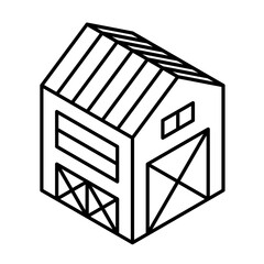 Isometric barn outline icon