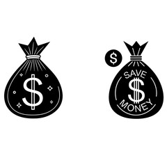 Money bag icon, Dollar sack money icon vector