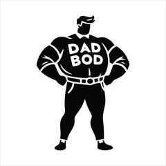 Dad bod body builder with muscles vector illustration