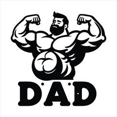 Dad muscular body character vector illustration