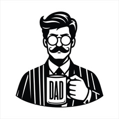 Dad with mug casual Father's Day scene vector illustration