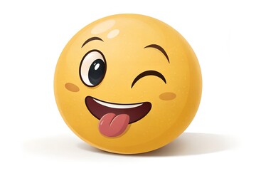 Fototapeta premium A happy yellow 3D rendering of a smiling face emoticon symbol