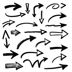 Hand drawn line elements. Doodle pen signs and effects. Simple sketch sparkle, star, glitter, icons, heart, floral objects. Decorative pencil curved symbols and shape. Vector set