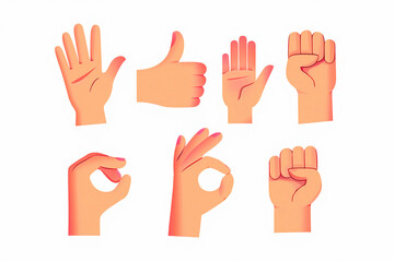 Photo of Hand gestures set isolated on white background showing different signs