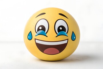 Fototapeta premium 3D yellow happy emoticon ball with egg illustration