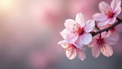 Subtle pastel blossoms, delicate leafwork, soft focus, spring, home decor
