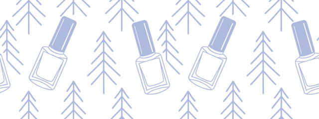 Nail Polish Bottle Seamless Pattern with Geometric Tree Lines – Minimal Linear Background for Beauty, Salon  Packaging, or Cosmetic Product Design with Modern Abstract Style