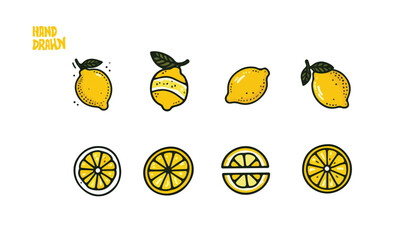  hand drawn lemon doodle vector design