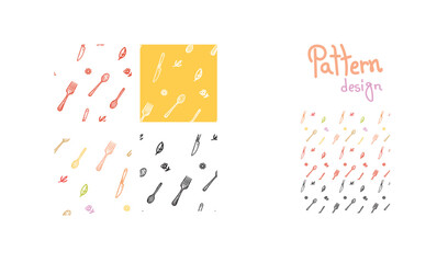 seamless spon doodle pattern design set , hand drawn pattern design