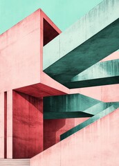 Fototapeta premium Pastel Concrete Architecture: Abstract Geometric Structure
