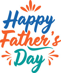 Typography vector for happy fathers day in blue calligraphy with an orange accent and spark celebration theme