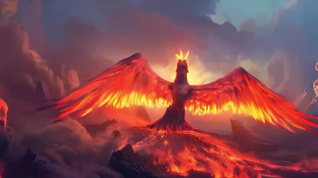 Abstract background with firebird in flight, useful for sci-fi movies and art projects.
