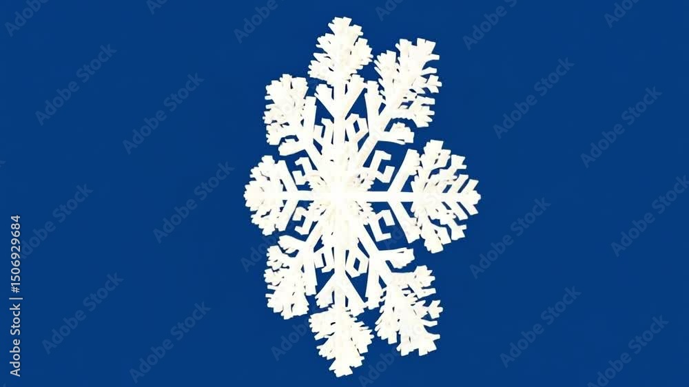 Poster blue and white snowflake with a blue background. the snowflake is the main focus of the image and it