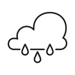 Rain linear icon isolated on transparent background. Cloud with drops line icon. Editable stroke. 