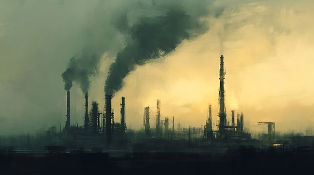 Industrial emissions of sulfur dioxide polluting the air from a large factory.


