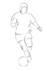 One continuous line drawing on white isolated background. Minimalism linear illustration. sport, soccer, woman, competition, athlete, muslim, football, girl, islam