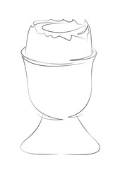 One continuous line drawing on white isolated background. Minimalism linear illustration. breakfast, food, soft-boiled egg, protein, healthy lifestyle