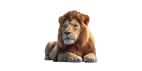 Majestic Lion Resting. Symbol Of Strength And Leadership Isolated On Transparent Background