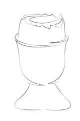 One continuous line drawing on white isolated background. Minimalism linear illustration. breakfast, food, soft-boiled egg, protein, healthy lifestyle