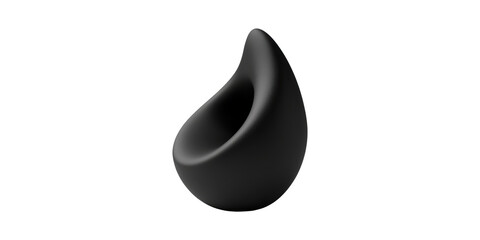 Fototapeta premium Abstract black sculpture with curved shape isolated on transparent background