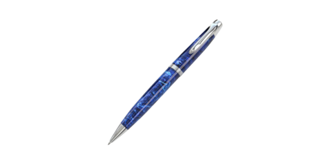 Elegant Blue Ballpoint Pen With Silver Accents. Luxury Writing Instrument For Professional Use Isolated On Transparent Background