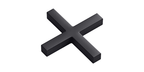Obraz premium 3D Black Cross Symbol. Minimalist Design And Symbolic Representation Isolated On Transparent Background