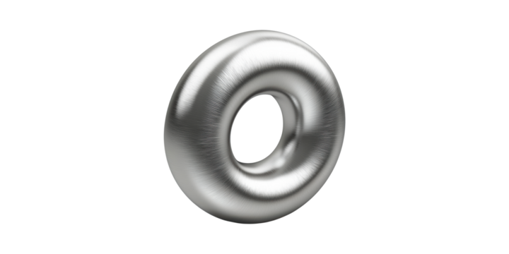 Silver Metallic Torus Shape. Abstract Geometry And Modern Design Concept Isolated On Transparent Background - Powered by Adobe