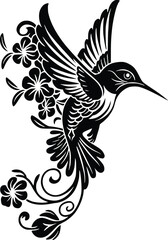 Naklejka premium Hummingbird Flowers Svg File