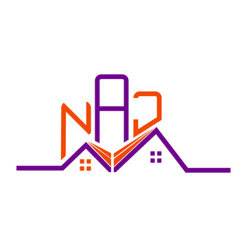 NAJ Real State logo design, NAJ simple and modern logo. NAJ luxurious alphabet design