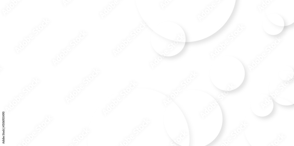 Poster modern abstract white background with transparent layers circle shape with shadow. white color techn