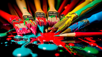 Fototapeta premium 3d colored pencils on black background