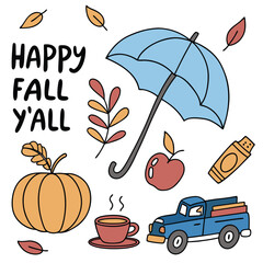 Happy fall y'all element vector.