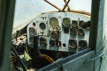 Close-up of old weapons, Displaying artillery, wrecks, tanks and weapons used for fighting in the...