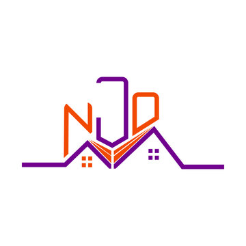 NJO Real State logo design, NJO simple and modern logo. NJO luxurious alphabet design