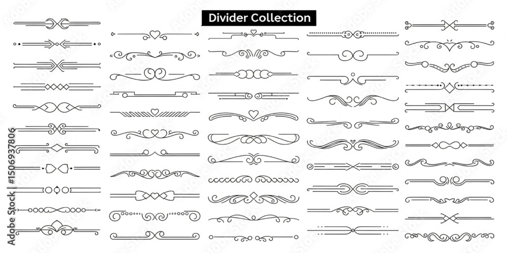 Poster divider collection: decorative line separators and ornaments | graphic design elements for invitatio