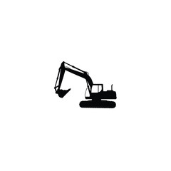 Silhouette of excavator on white background