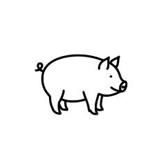 Cute Cartoon Pig Illustration Simple Line Art Design