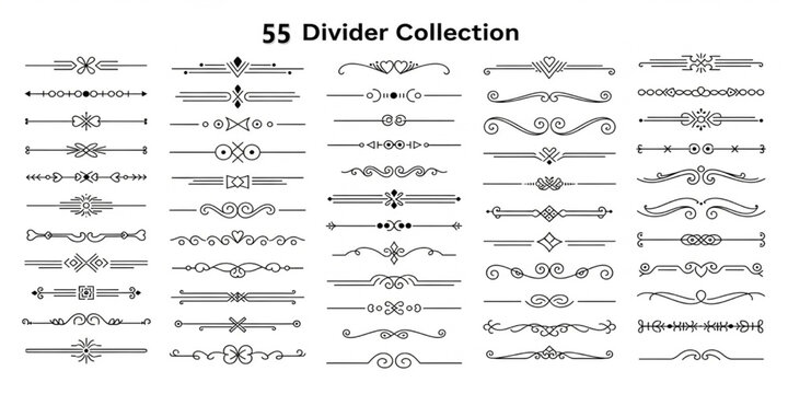 55 Divider Collection | Decorative Line Dividers for Text, Design Elements for Invitations and Website Headers