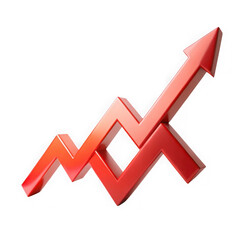 Red 3d arrow diagram pointing up indicating growth, success, and positive business progress against a black backdrop