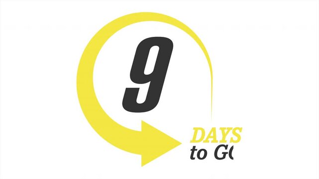 9 days to go. Stylized countdown icon. An animated banner for the start of a sale, presentation, or promotional event